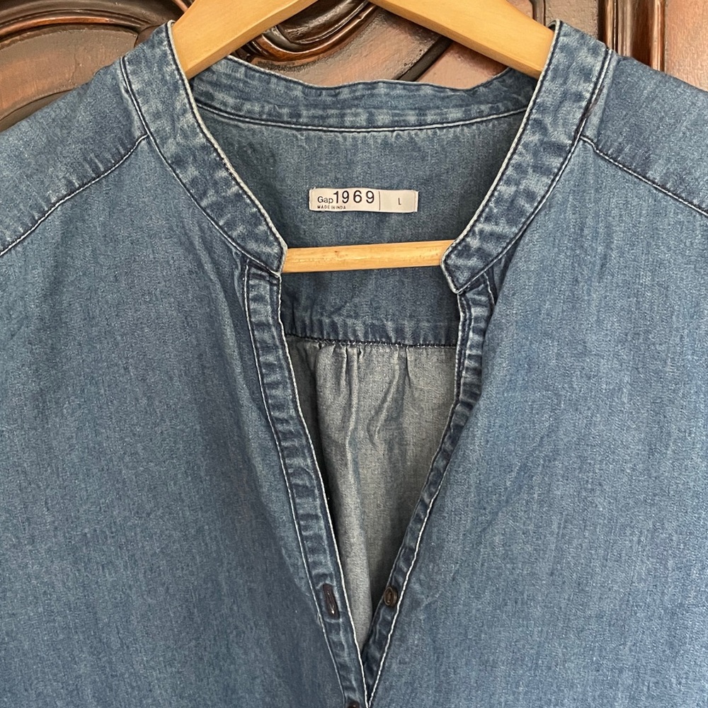 Gap 1969 Blue Denim Long Sleeve Dress sz L - Picture 2 of 3